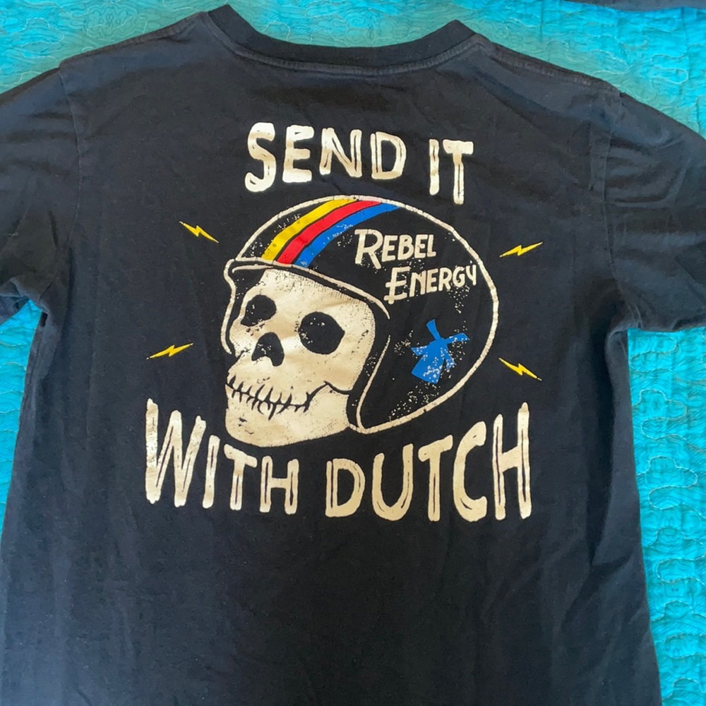 Small rebel energy promo Dutch bros shirt